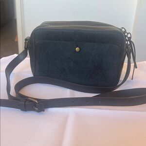 Madewell Black Leather & Calf Hair Crossbody - Madewell The Transport Camera Bag